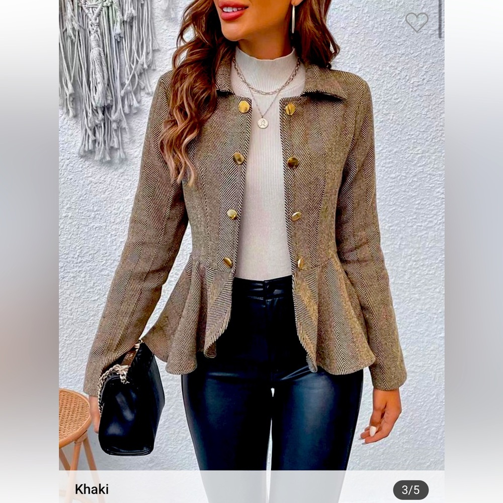 #166 khaki peplum blazer